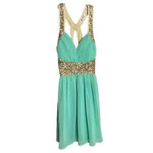 Xenia Boutique Women Tunic Top Blouse Sexy‎ Green Sequins Sleeveless Racerback 6
